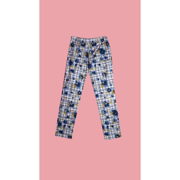 Y2K. MOSCHINO CHEAP and CHIC Watercolor Floral Grid Print Trousers. Medium AS IS - Picture 3 of 9